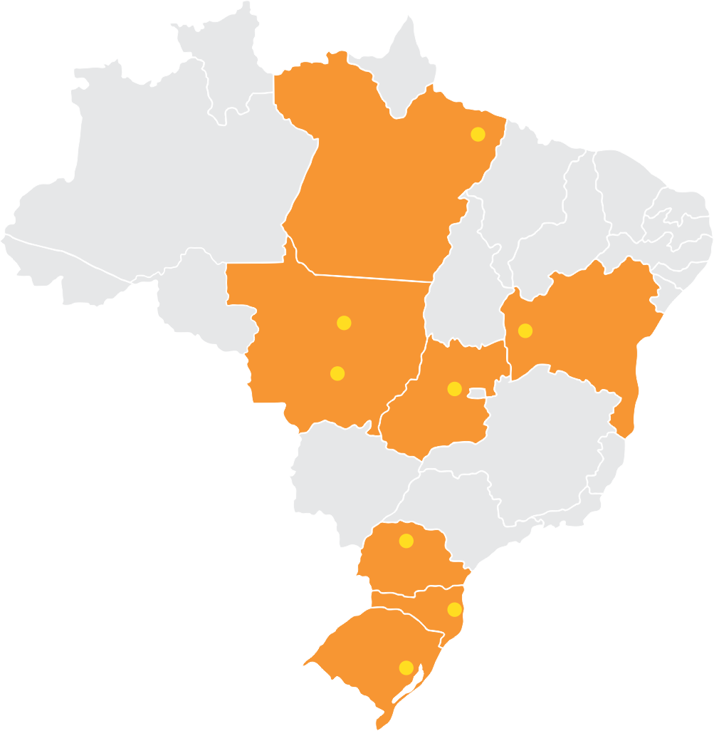 Mapa de presença do Grupo Sulina no Brasil
